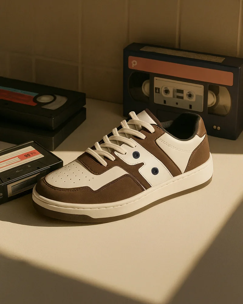 بيواكوف Men's RetroMix Mocha Drift Color Block Low-Top Sneakers